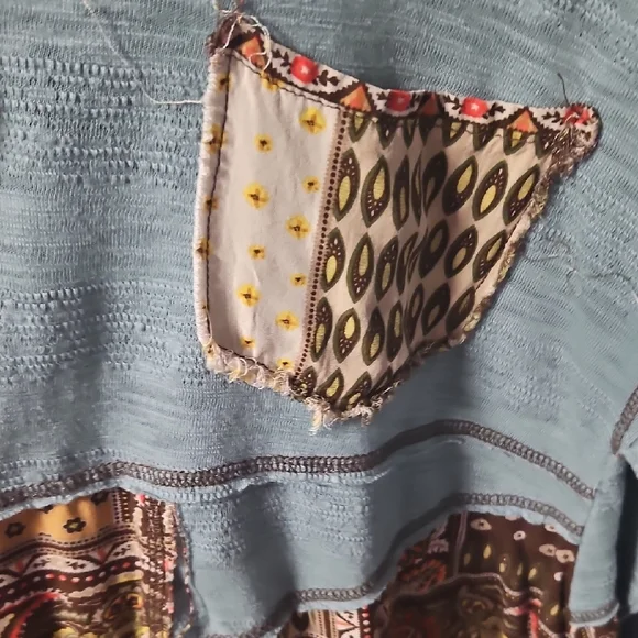 POL Teal and Multicolor Patchwork Blouse - Picture 4 of 8